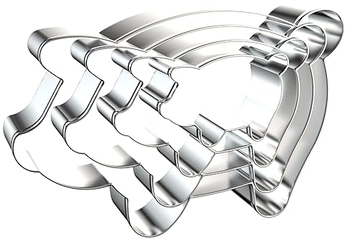 QAAQS Ausstechformen-Set in Schweineform, groß, 12,7 cm, 10,2 cm, 7,6 cm, 5,1 cm, niedliche Schweinchenfarm-Tier-Ausstechformen, Formen für Kinder, Edelstahl