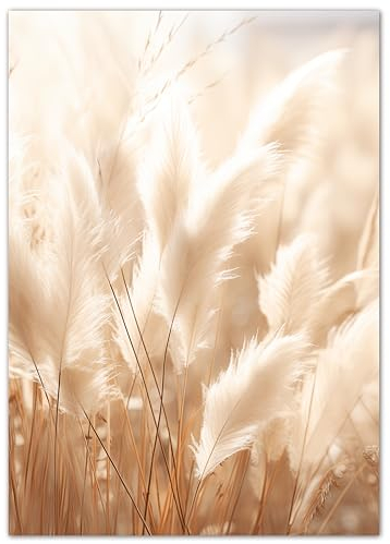 double critical Wandbild Wohnzimmer Boho Style 50x70 cm Pampasgras Modern Beige - Poster Schlafzimmer natur groß Boho3