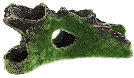 Yardwe Aquarium Dekoration Resin Baumhöhle Mit Moos Für Aquarien Versteck Für Fische Und Landschaftsornament Langlebig Und Farbecht Für Fischbecken Und Gartenteiche
