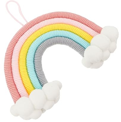 RORPOIR Kinderzimmer-wolken- Wolke Regenbogen Wandbehang Handgefertigt Gewebtes Ornament Für Kinderzimmer Babyzimmer Hängedekoration Wandbehang Dekoration Accessoire