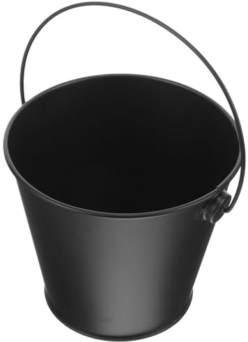 Happyyami Secchio antigoccia per barbecue, contenitore nero per cenere, per camini, camini, camini, caminetti,