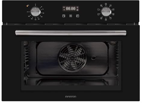 INFINITON Horno Multifunción 40BEN1, 45 Litros, Ancho 60 cm, Control electrónico, Guía telescópica y rejilla lateral extraible, A, Acabado CRYSTAL BLACK