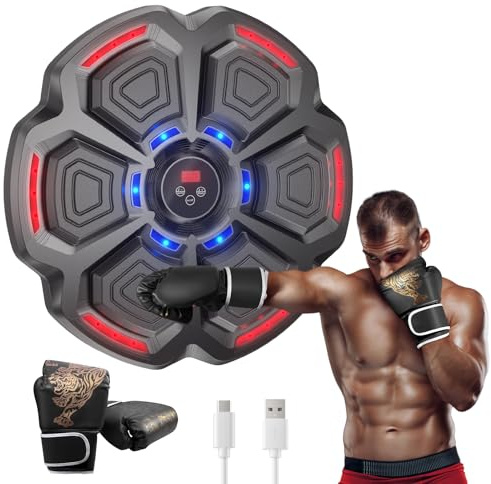 Wawofun Machine de boxe musicale, boîtes murales LED, objectif: équipement d'entraînement de boxe intelligent pour la maison, prend en charge Bluetooth 9 modes de vitesse pour adultes et enfants