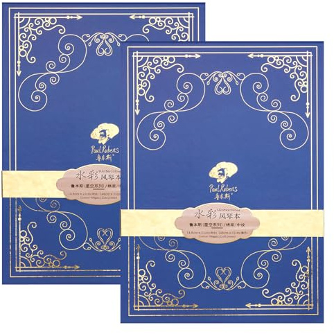 Paul Rubens Aquarell Skizzenbuch A5, 140lb/300gsm Säurefreies 50% Baumwolle Organ Style Aquarell Journal Papier, Kaltgepresster 20 Blatt(2er Pack) 5.8 x 8.2 Inches