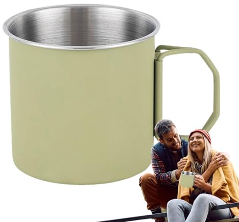 Mugs en acier inoxydable, tasse de camping en métal, tasses en acier inoxydable, tasses en acier inoxydable, tasses de café en acier inoxydable, tasses de voyage avec poignée pliante pour camping,