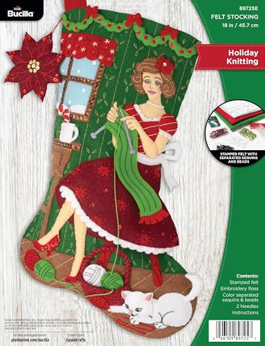 Bucilla, 89725E Filz-Applikation, Weihnachtsstrümpfe, 45,7 cm, perfekt für Bastelarbeiten, Kunst und Handwerk