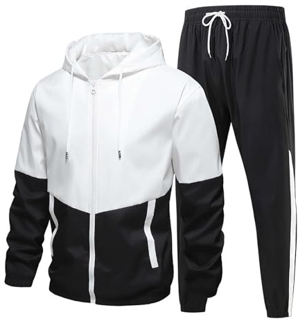 Boss Weiße Jogginghose Herren - Thermo Anzug, Trainingsanzug, Trainingsjacke, Hausanzug Warm, Baumwolle, Handball