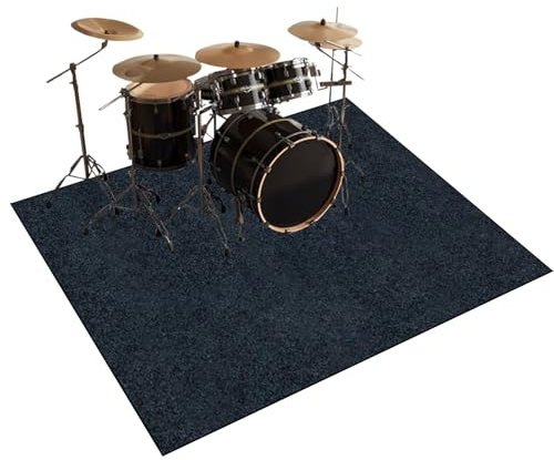 Qesjodfu Schlagzeugteppich 200 x 180 cm Schallschutz Teppich Drum-Teppich Schallschutzmatte Professionelle Drum Teppich Musikinstrumente Bodenmatte rutschfest Schlagzeugteppiche Trommelteppich