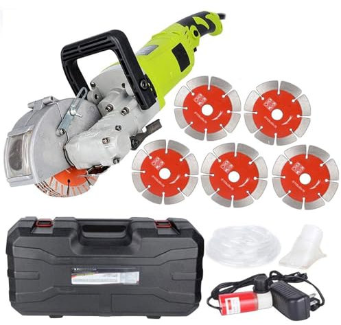 Mcamgiczin Fresa ranuradora de Pared de 4000 W, con aspiración y 5 Discos de Corte de 37 mm, Profundidad de Ranura de 33 mm, Ancho de Ranura para mármol, Granito, hormigón