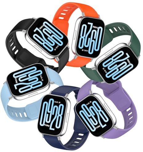 BDIG Armband kompatibelt med Xiaomi Watch Xiaomi Redmi Watch 5 aktiv/5 Lite armband, 6 st mjuka silikonsportarmband kompatibla med Redmi Watch 5 Active herr dam, Xiaomi Redmi Watch 5 Active/5 Lite