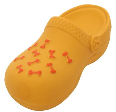 Benaewa Indestructible Dog Toys, Squeaky Dog Chew Toys for Teeth Cleaning, Rubber Dog Toys for Aggressive Chewers (Yellow)