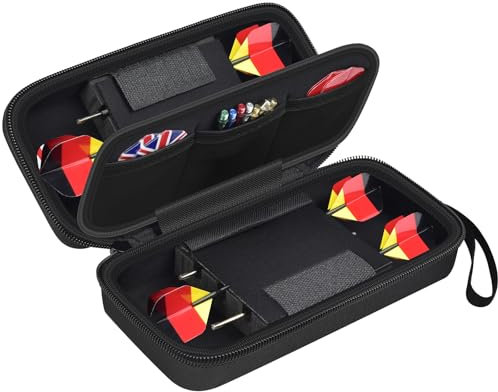 GWCASE 6 Dart Tasche Tragetasche, Schützender Dartcase für Stahl/Soft Tip Darts, Flüge, Wellen, tragbare DartsKoffer für Turniere und Training mit gepolsterten Fächern (Nur Groß- und Kleinschreibung)