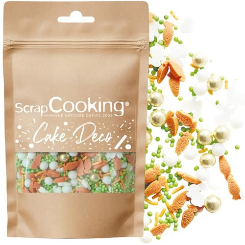 ScrapCooking - Décors Sucrés Pâques 60 g - Décoration Alimentaire Comestible - Sprinkles Lapin Carotte Perles Dorées pour Déco Gâteaux, Pâtisseries - Printemps, Anniversaire - 7466