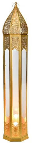 Marrakech Lampada da terra orientale decorativa da 120 cm | Lampada da terra boho come decorazione in soggiorno, camera da letto e cameretta dei bambini | Lampada da tavolo afrar oro in metallo e