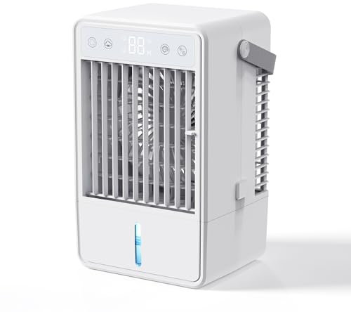 Aire acondicionado portátil, unidad de aire acondicionado portátil de 1500 ml con 5 velocidades de viento, 7 colores, LED, enfriador de aire evaporativo con temporizador, aire acondicionado personal