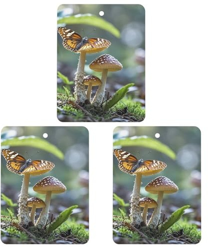 Auto Lufterfrischer 3er Set Hängender Lufterfrischer Schmetterling Pilz Auto Aromatherapie Tabletten Hängende Duft Duftkarten für Rückspiegel Kleiderschrank Schuhschrank Quadratisch Weiß
