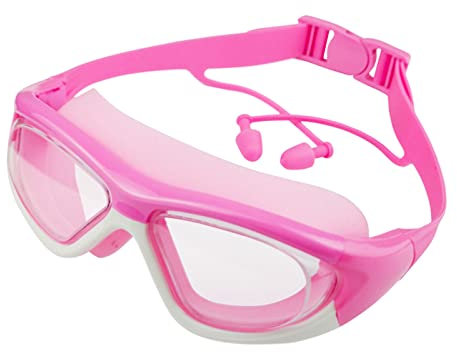 Schwimmbrille Kinder, Taucherbrille Kinder 3-16 Jahre Anti-Beschlag, Kinderbrille Schnorcheln, Auslaufen verstellbare Silikon-Schwimmbrille für Kinder, Mädchen, Jungen (Heißes Rosa)