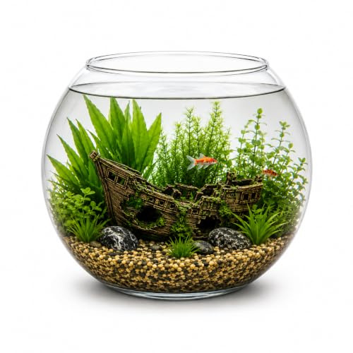 Aquacadabra 7L Glass Fish Bowl – 25cm Clear Glass Aquarium