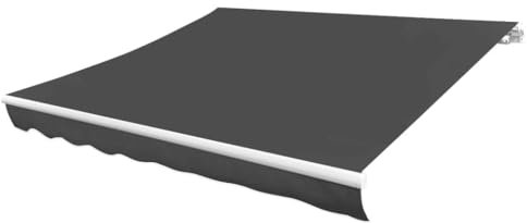 HUAKEHOM Markisenbespannung Wasserabweisend Markisestoff Markisentuch Ersatzstoff mit Volant Markisevolant für Markise Canvas Anthrazit 300x250 cm