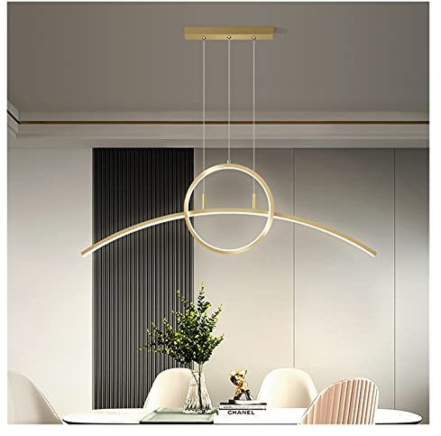 JQQJZLC Candeleras LED Luz Colgante LED Moderna Compatible con la Cocina Home Use Suspension Lámina de luminaria Lámpara de Techo de lámpara de Techo, luz Colgante (Goldcoolwhitel90xh120cm)