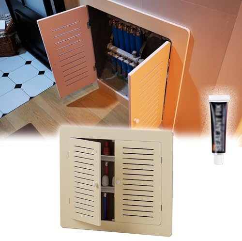 Trampilla Pladur Cubiertas de Radiador/ Panel de Acceso con Pegamento, Puerta de Acceso para Sistemas de Plomería/ Electricidad/ Seguridad, Puertas de Cocina Exterior de PVC con Tirador(50x60cm/20x24
