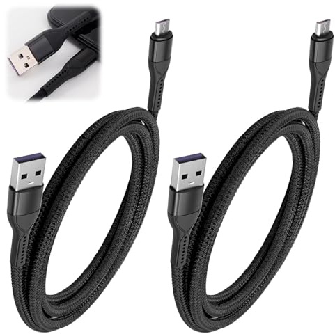 2Pack 2M Micro USB Cable Android Charger Cable Fast Charging Lead for Kindle Fire 7 8 HD 6 8 Tablet Kids Edition Kindle Paperwhite and Old Samsung Galaxy A10 A7 A6 2018 A03 J6 E-Reader PS4