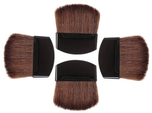 BAZEITFLOW Set de 4 Pinceaux Maquillage Visage pour Femmes Poils Doux en Crin de Cheval et Manches en Plastique, pour Appliquer Blush et Ombre à Nez Lors Maquillage