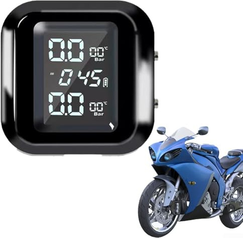 Sistema di allarme wireless TPMS per moto, con display LCD, per pressione pneumatici e pneumatici, avvisi reali, unità PSI/BAR, Celsius/Fahrenheit