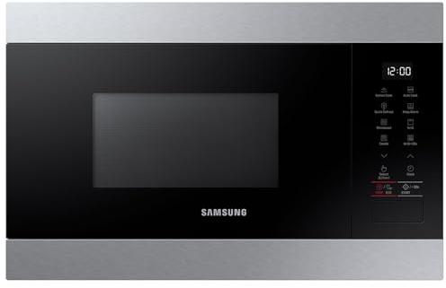 Samsung MG22M8274AT/E1 - Microondas empotrable con parrilla, 850 W, 22 L, horno microondas pequeño para nichos de 38 cm, función de mantenimiento del calor, sensor inteligente, interior de esmalte