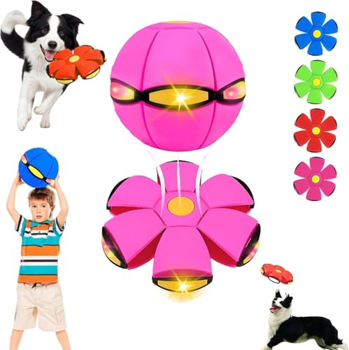 Genérico Pelota Saltarina para Niños, Platillo Volante Mágico, Juguete Luminoso para Mascotas, Doble Función Conmutable Libremente para el Ejercicio Físico Educativo y la Reacción (Rosa)