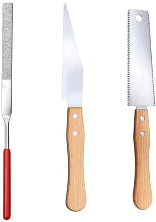 3-teiliges Säge Set, Japansäge und Handsäge mit Holzgriff, Flachfeile 140 mm, für Holzarbeiten, Tischler Werkzeug