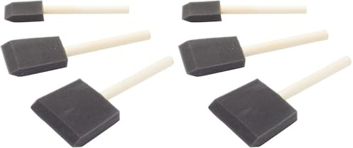 Fit For The Job Lot de 6 pinceaux en Mousse pour la Peinture, Les activités artistiques et manuelles, l’Application de Colle, de Vernis, de Laque, lasure pour Bois, pinceaux éponge, Pinceau éponge