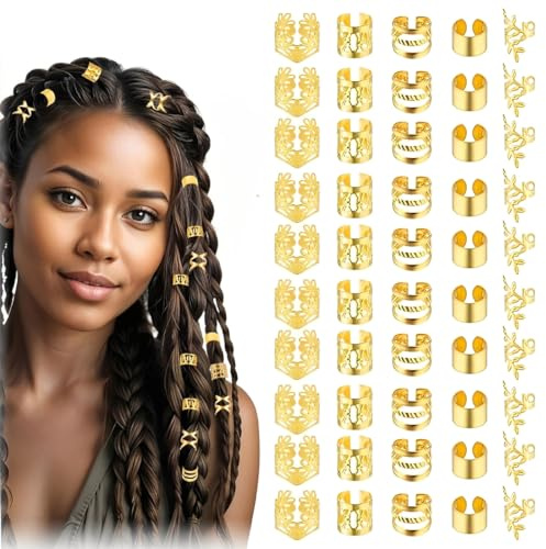 50 Pezzi Set Accessori per Treccine Colorati, Zopf Haarschmuck per Dreadlocks e Acconciature Intrecciate, Ideali per Festival e Stile Bohémien
