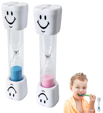 Set de 2 Relojes de Arena con Sonrisas - Temporizador Multifuncional en PVC y Vidrio Borosilicato, para Cepillado Dental, Cocina, Juegos y Oficina, Seguro y Divertido (2pcs)