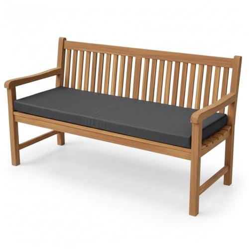 SOFTILLO Thick Water-Resistant Garden Bench Cushion 143x48x8cm – Outdoor 3-Seater Outdoor Seat Pad for Patio Bench, Swing or Chaise – Graphite