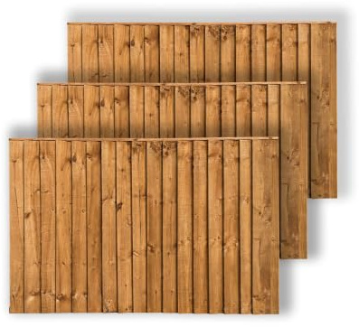 Snowdon Timber, Treated Brown Feather Edge Fence Panel, Pack of 3, (W) 1828mm x (H) 900mm, Garden Fencing