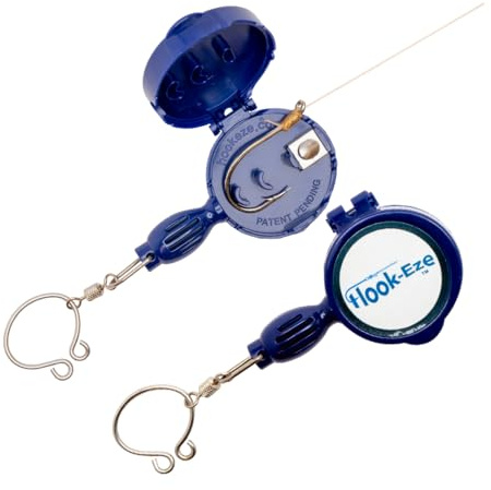 Angelwerkzeug von Hook-Eze zum Festknoten und Sichern von Angelhaken und Schneiden von Schnüren, für gefahrloses Reisen mit vormontierten Haken an 2 Angelruten, multifunktional