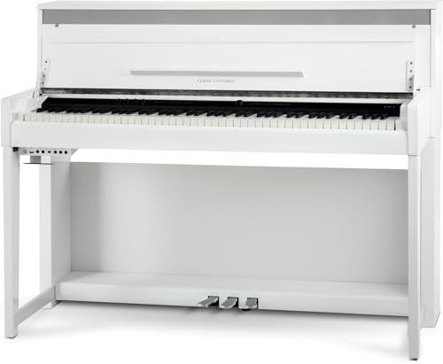 Classic Cantabile UP-1 WM E-Piano (88 Tasten, 3-fach Sensorik, Twinova-Piano Funktion, 22 Effekte, Dämpfersimulation, MP3-Recorder, Mic In, OLED Display, 40 hochwertige Sounds, 3 Pedale) weiß matt