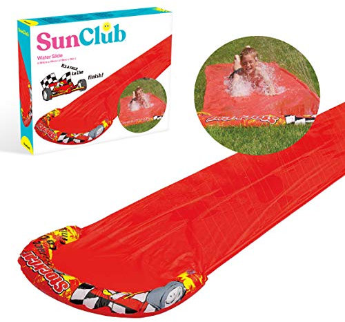 Sun Club 81180 Splash 5m x 0.9m Kids Outdoors Inflatable Spray Sprinkler Water Slide, Red
