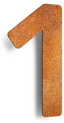 INOXSIGN Vintage husnummer 1 - massiv, väderbeständig och hållbar - 14 cm stor - med fästmaterial - retro design husnummerskylt N-01-1-R
