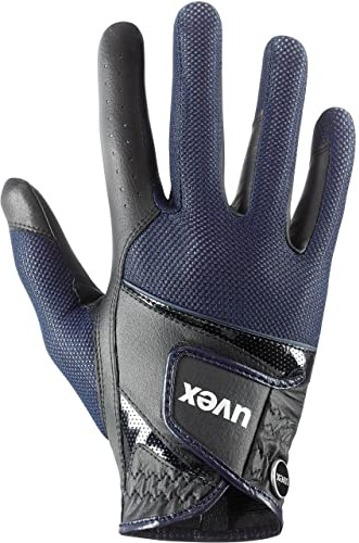 Uvex Sumair - Gants d’équitation Flexibles pour Hommes et Femmes - Durable - Ventilation Optimale - Black-Blue - 7,5