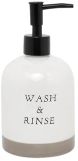 Young's Inc Farmhouse Soap Dispenser, Decorative Dish and Hand Soap Dispenser for Country Bathroom and Kitchen Counter, White, 7 Inches