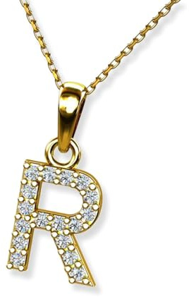 LillyMarie Damen 333 Gold Buchstaben-Anhänger Hals-Goldkette 333 klar längen-verstellbar Schmucketui Geschenk für Frauen