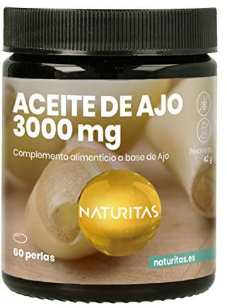 Aceite de Ajo 3000 mg 60 Perlas Naturitas Essentials | No tiene olor a ajo | Sin gluten | Sin lactosa