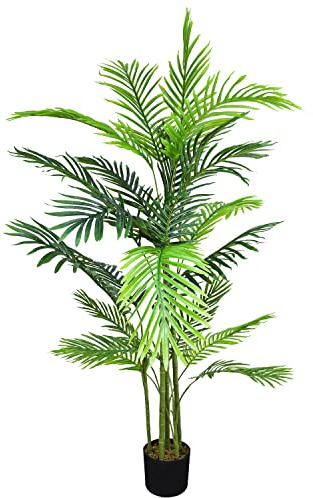 Decovego künstliche Pflanze, künstliche Pflanzen als Deko Wohnzimmer, Kunstpflanzen groß, Plastik Pflanze wie echt, Auswahl Palme Pflanze:Palme Modell 8 (Fächerpalme 150 cm)