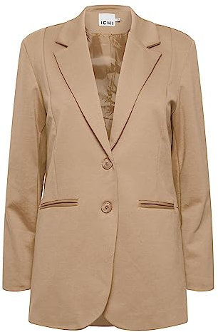 ICHI IHKATE SUS OVERSIZE BL Damen Blazer Longblazer Jacke Long-Blazer mit Knöpfen Stretch und Reverskragen, Größe:XL, Farbe:Tannin (171320)