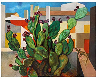 Vestin Stampa in Poster o Tela Canvas 100% QUALITà ITALIA - Guttuso - Fichi d'india - effetto Dipinto Idea Regalo Casa quadro cucina stanza da letto soggiorno (TELA CANVAS, 60X75 CM)