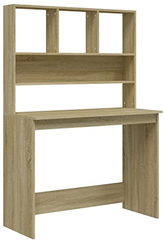 vidaXL Escritorio con estantes contrachapada Roble Sonoma 102x45x148cm