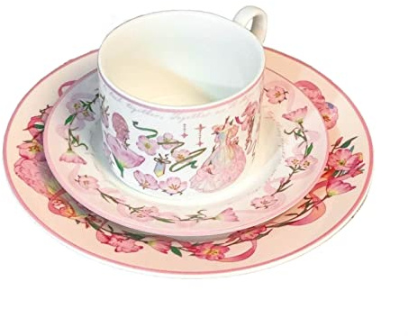 KYISOY Fairy skirt coffee cup and saucer cute ins pink high-value tableware set coffee cup and saucer French plate teacup and saucer (Color : 3pcs)