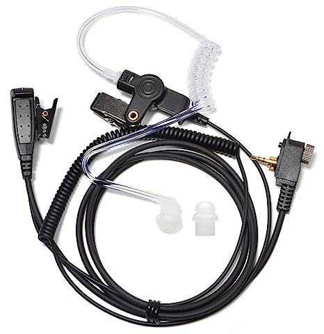 HYS Funkgerät Ohrhörer Kompatibel für Motorola MTH650 MTH850 MTP850 | Kopfhörer für MTH500 MTH600 MTH800 MTS850 Security Headset mit Schallschlauch und PTT-Taste (Typ 3)